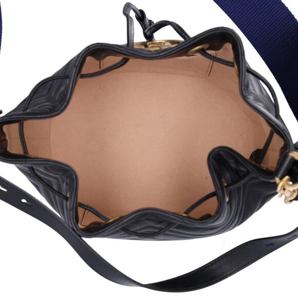 GUCCI GG Marmont Shoulder Bucket Bag 476674 Black Leather - Picture 6 of 9